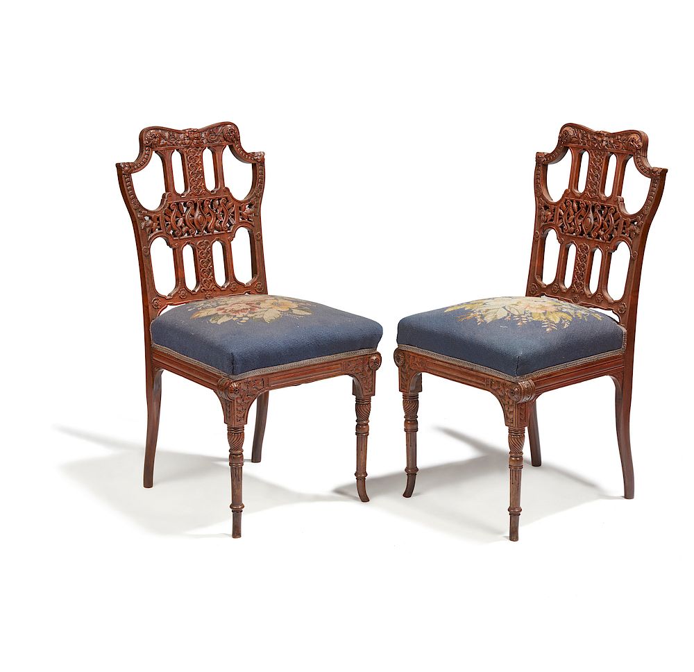 Appraisal: Two Aesthetic Movement Side Chairs attributed to Herter Brothers Two