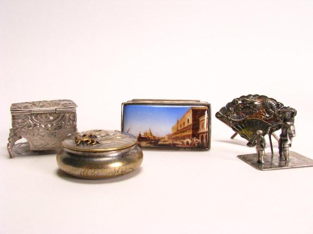 Appraisal: Group Of Three Miniature Silver Items Including One Silver With