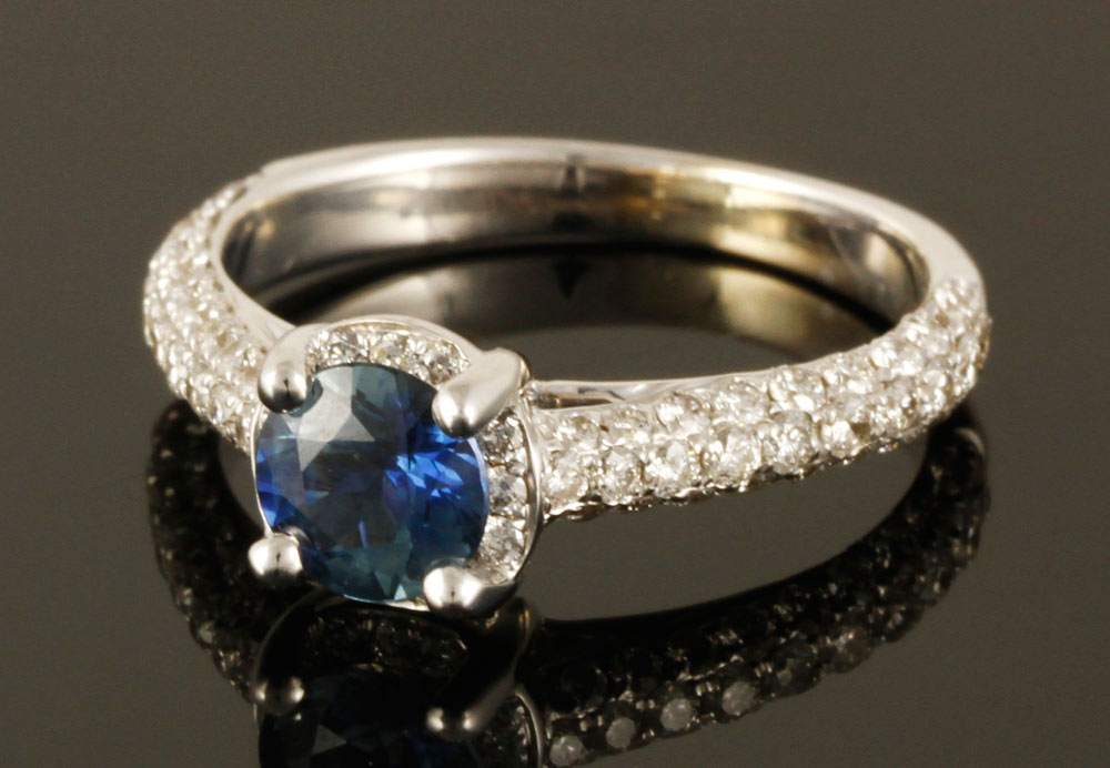 Appraisal: - K Gold Diamond and Sapphire Ring K gold diamond