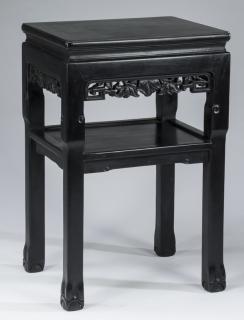 Appraisal: Chinese zitan stand with fretwork h Chinese zitan stand having