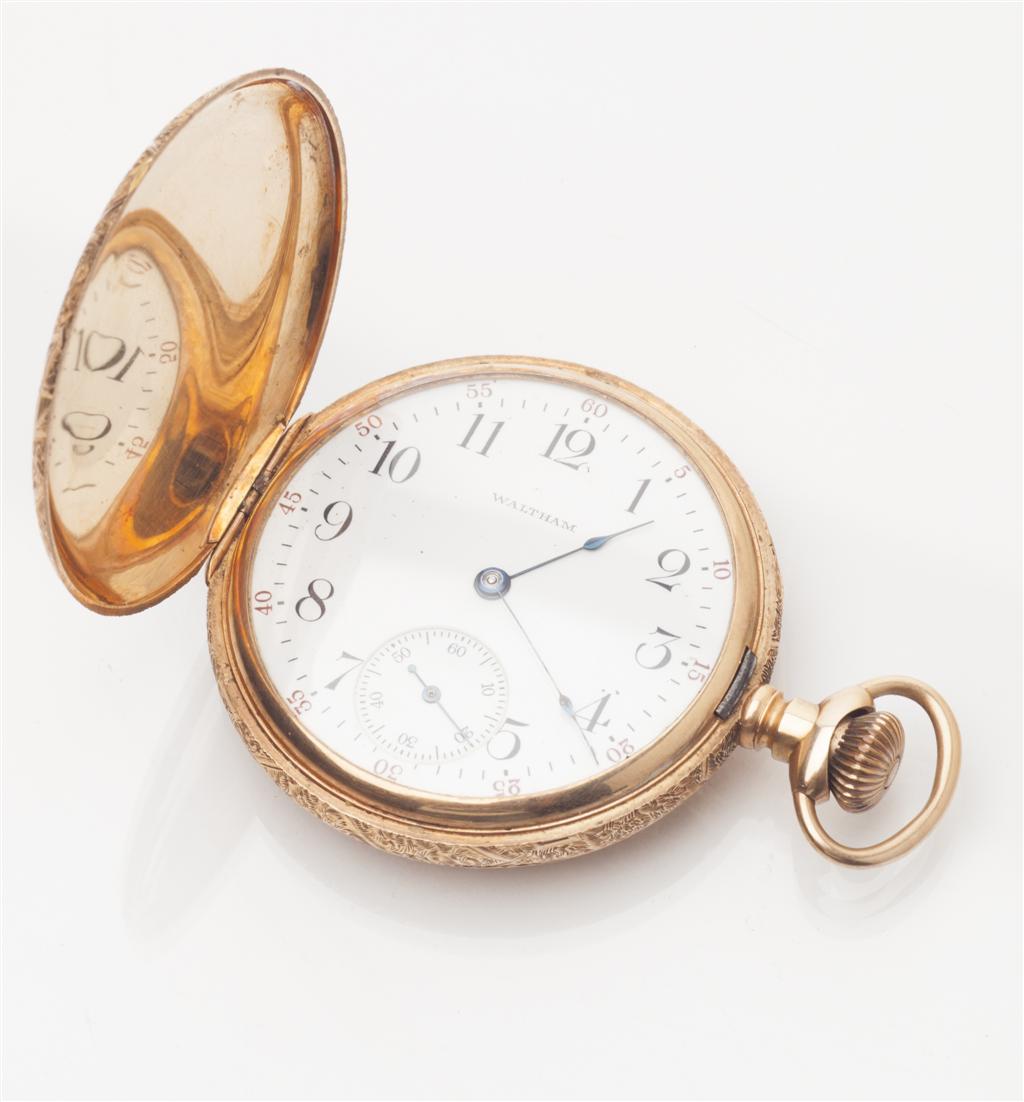 Appraisal: WALTHAM - An American hunter cased pocket watch the cases