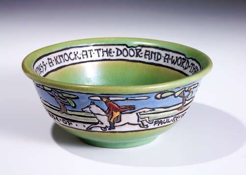 Appraisal: PAUL REVERE Flaring bowl decorated in cuerda seca with The