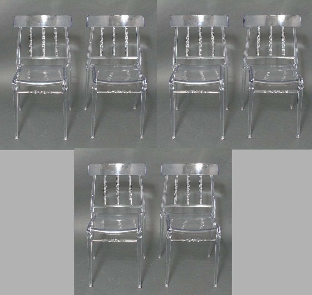 Appraisal: Modern Spindle Colorless Lucite Dining Chairs Group of six modern