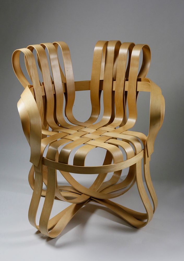 Appraisal: Frank Gehry for Knoll Signed Apple Basket Cross Check Armchair