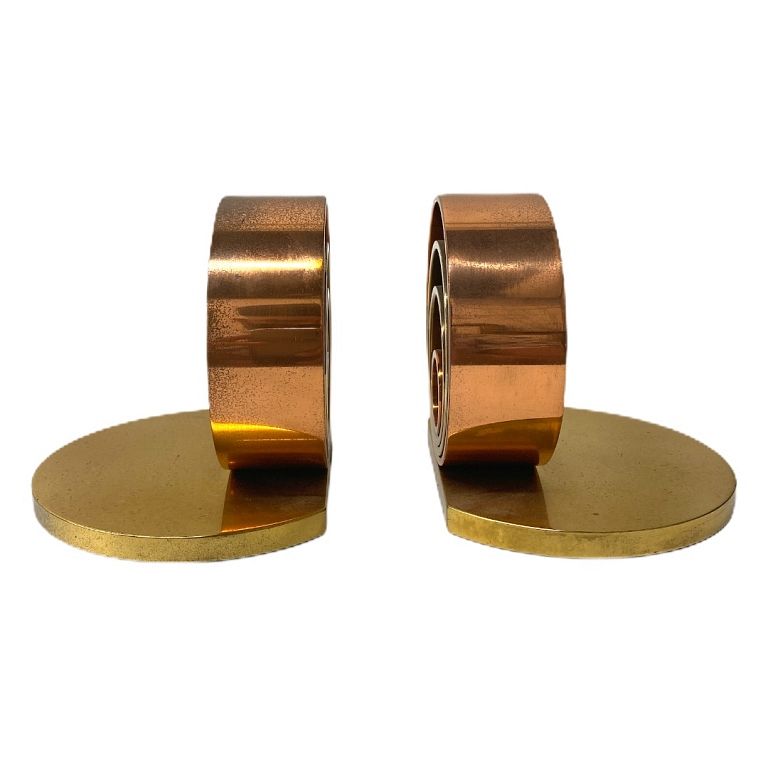 Appraisal: Modern Brass Book Ends Modern Brass Book Ends Measures inches