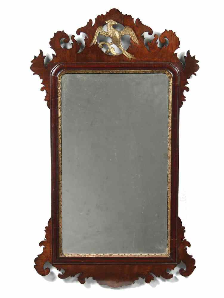 Appraisal: MIRROR - th c coastal Maine Chippendale mahogany and parcel