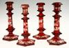 Appraisal: CANDLESTICKS - Set of four mid th C Bohemian glass