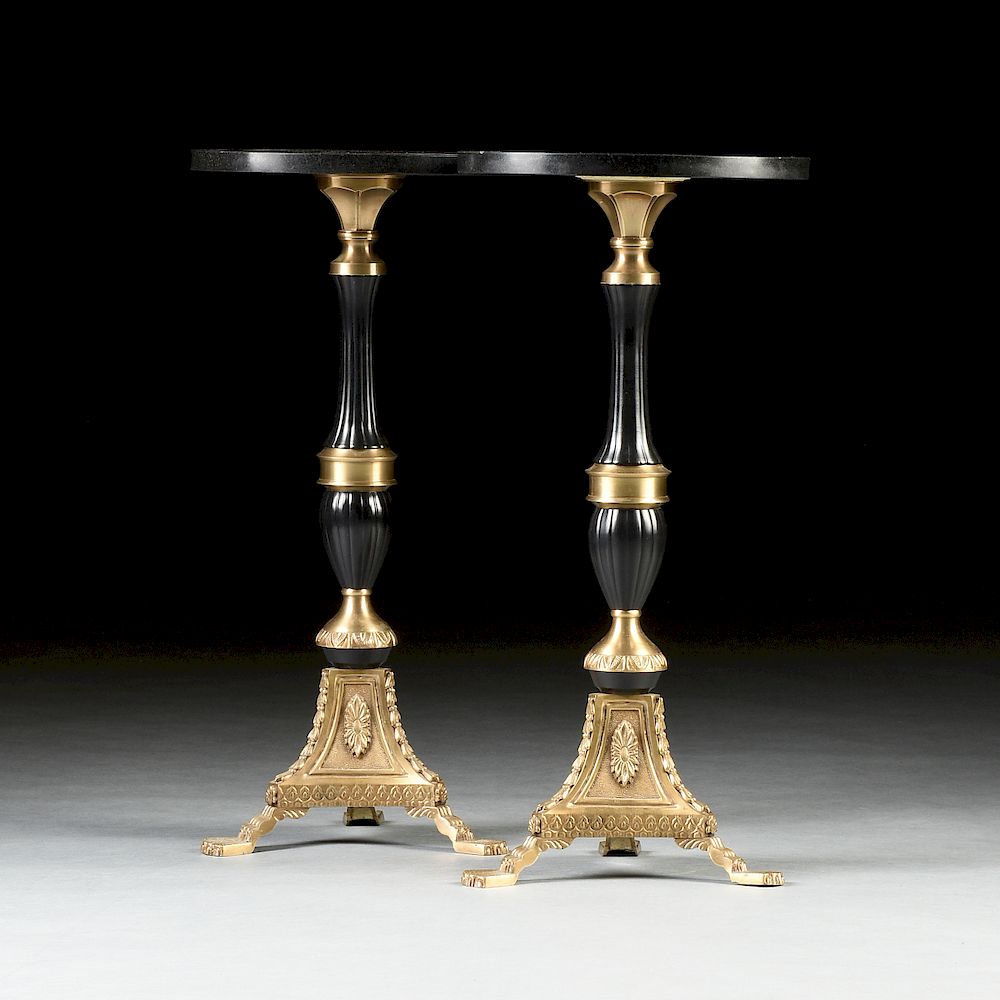 Appraisal: A PAIR OF OF REVIVAL STYLE MARBLE TOPPED POLISHED AND