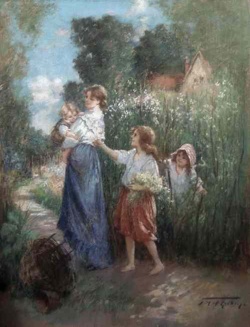 Appraisal: Jessie M McGeehan - - Pastel - ''Gathering Wild Flowers''