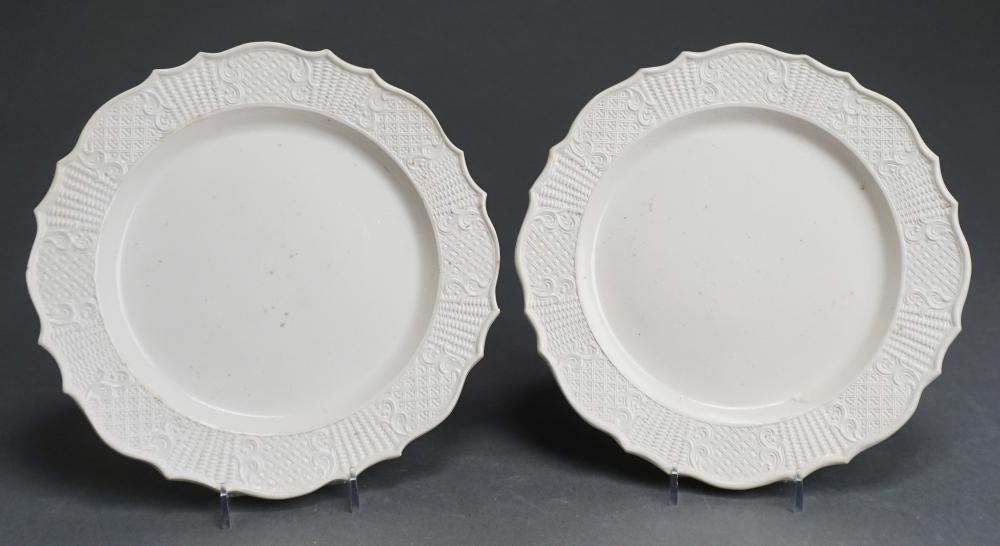 Appraisal: PAIR OF STAFFORDSHIRE WHITE SALT-GLAZED STONEWARE DISHES TH CENTURY DIAMETER