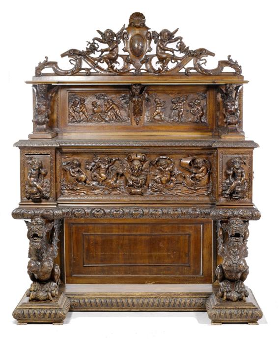 Appraisal: SIDEBOARD Gothic Revival probably France circa Carved walnut x x