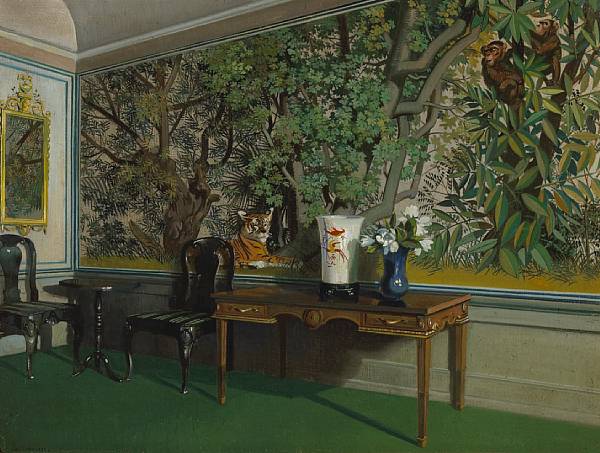 Appraisal: n a Julius Moessel American - Room interior signed 'Jul