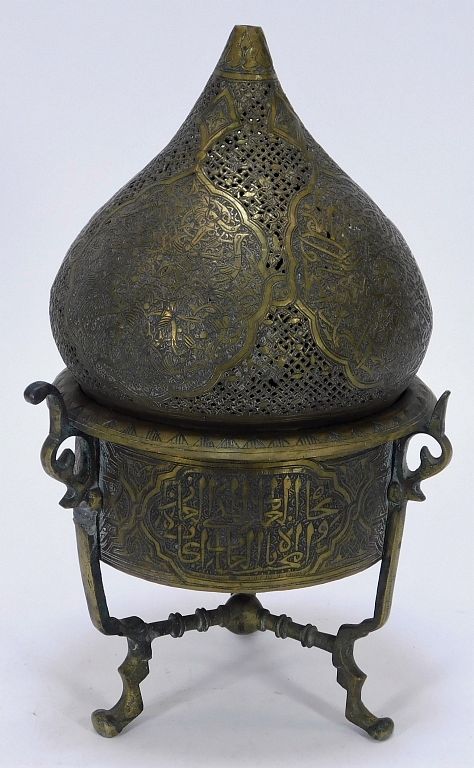 Appraisal: Indo-Persian Tri Footed Bronze Censer India Early th Century Peach