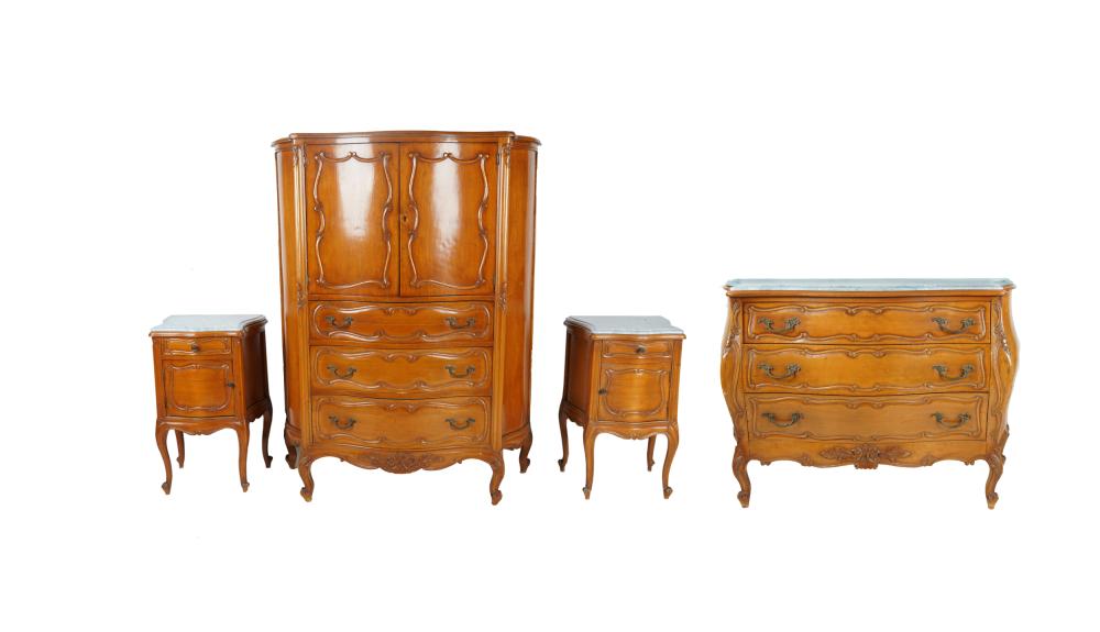 Appraisal: FRENCH PROVINCIAL STYLE FOUR PIECE BEDRROM SETcomprising linen cabinet chest