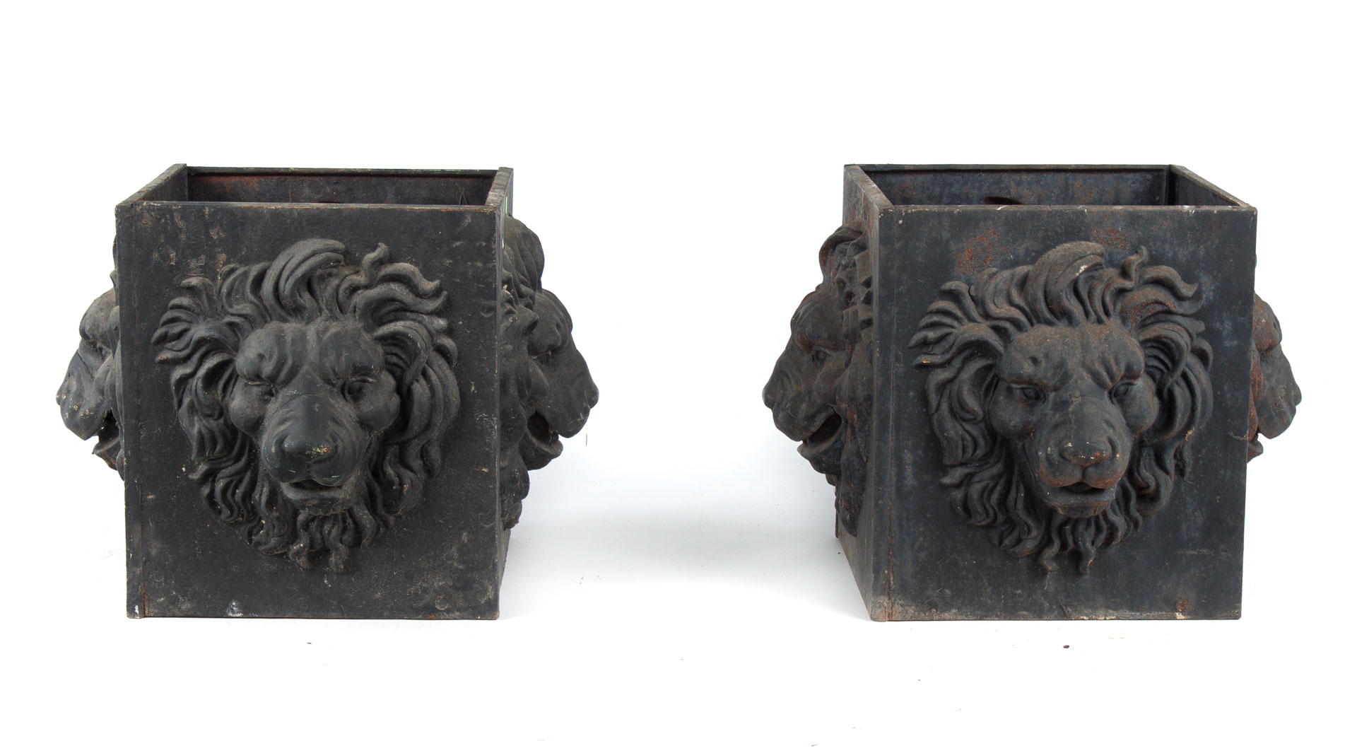 Appraisal: Pair of Victorian cast iron planters early th century square