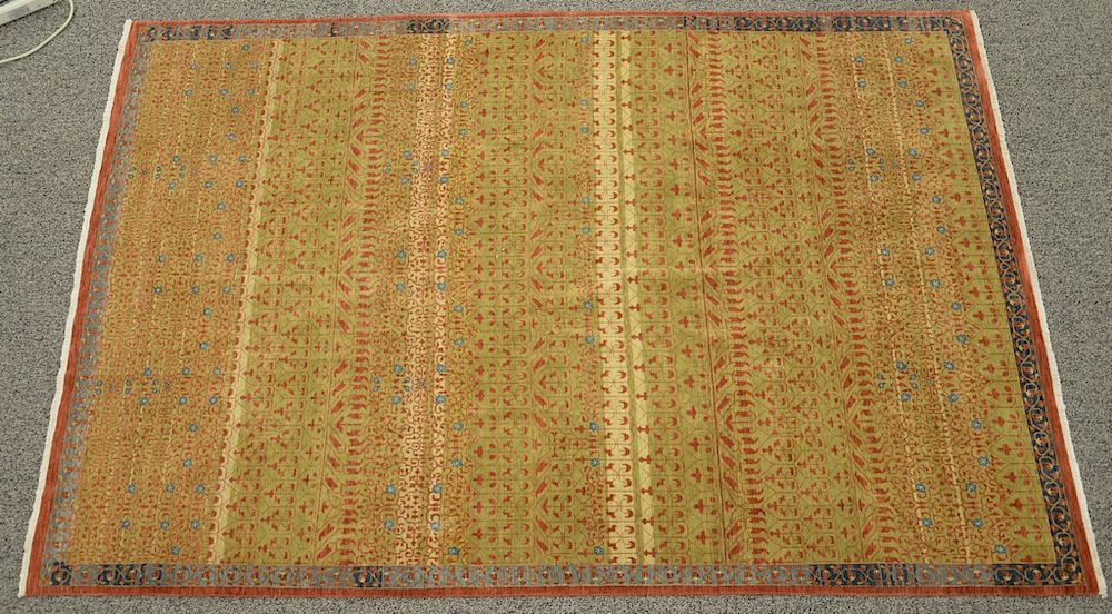 Appraisal: Egyptian wool carpet with honey beige ground red and blue