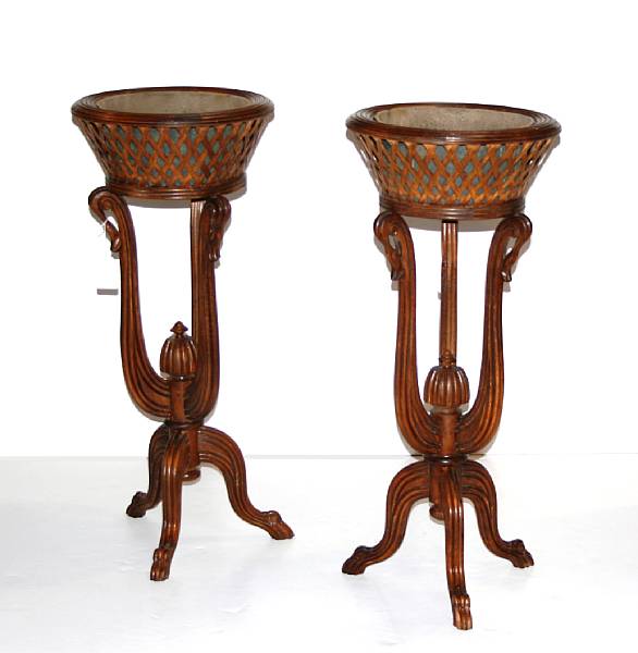 Appraisal: A pair of Regency style jardinieres with liners height in