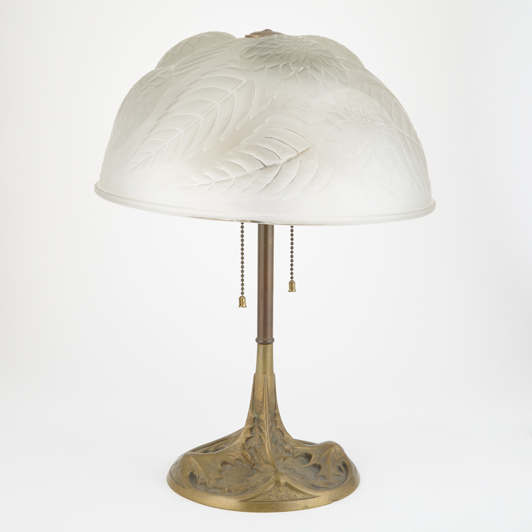 Appraisal: R Lalique Molded Glass Dahlias Shade Circa - Of domed