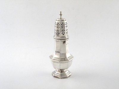 Appraisal: A silver sugar caster of octagonal baluster form pull off