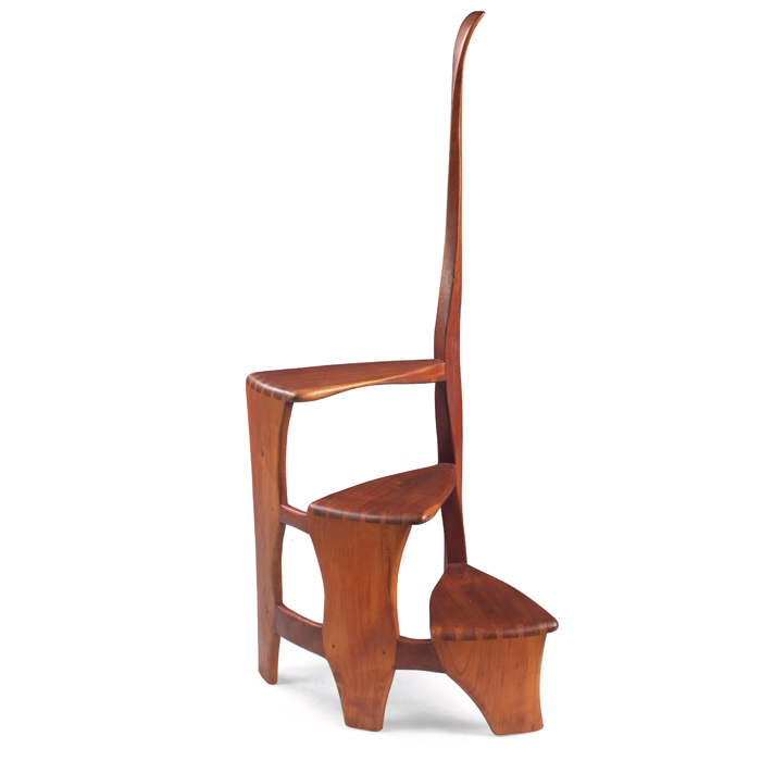 Appraisal: Wharton Esherick American - Library Ladder cherry hand-carved form with