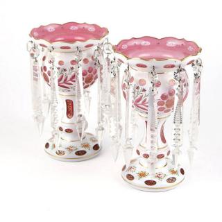 Appraisal: A pair of Bohemian cut glass lusters th century of