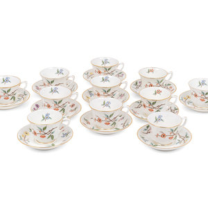 Appraisal: A Set of Eleven Royal Worcester Porcelain Teacups and Saucers