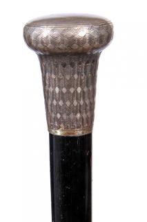 Appraisal: Flute Cane- Ca - When the machined silver handle is