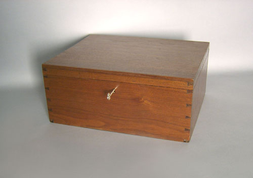 Appraisal: Mahogany lock box with compartmented interior th c h x