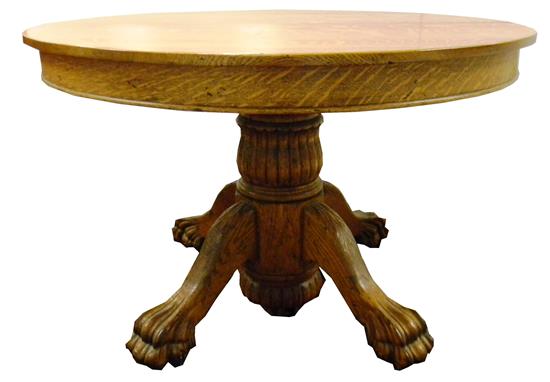 Appraisal: th C dining table oak with golden finish reeded single