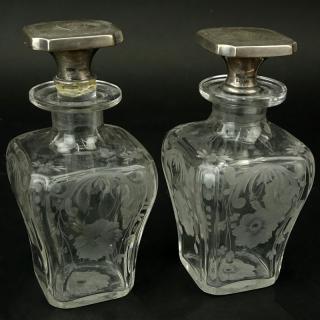 Appraisal: Pair of Gorham Art Deco Sterling Silver and Etched Crystal