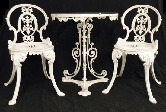 Appraisal: Three piece patio set aluminum with white painted finish cafe