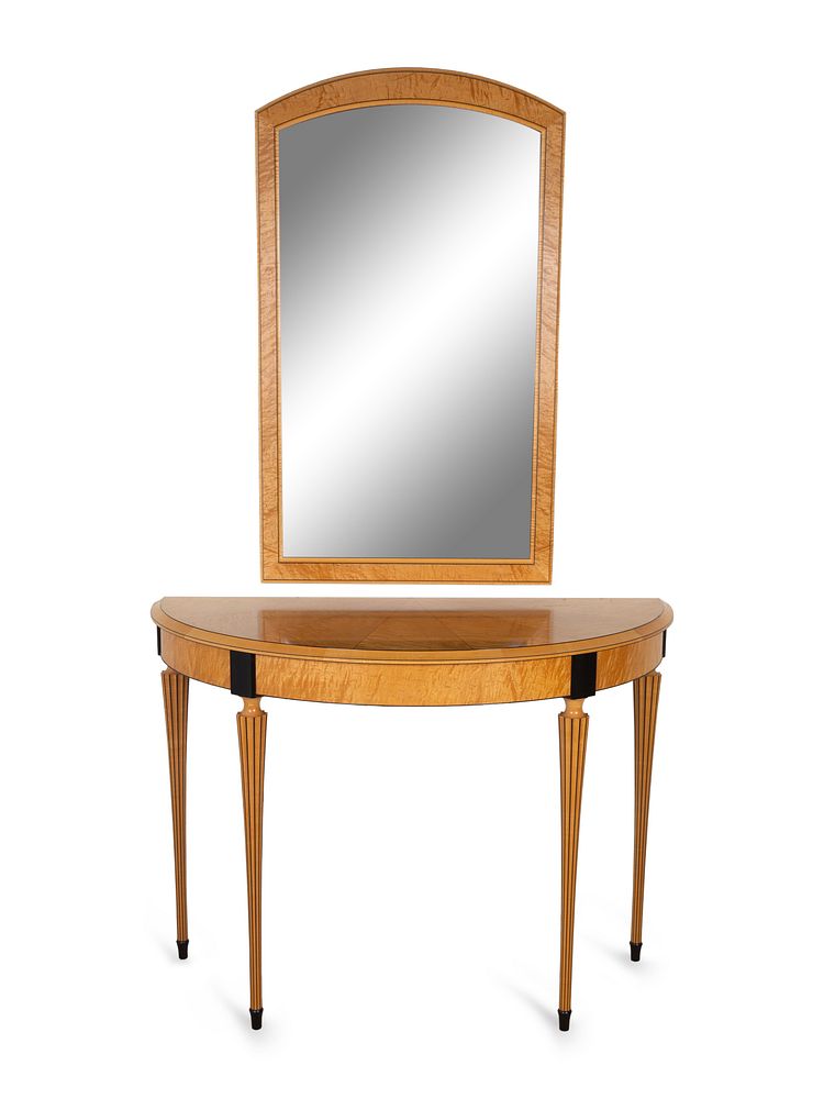 Appraisal: A Modern Neoclassical Style Ebony Inlaid Maple Console Table and