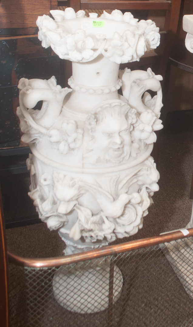 Appraisal: Carved alabaster urn