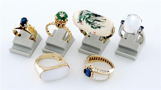 Appraisal: Group of rings three mounted with various stones set in