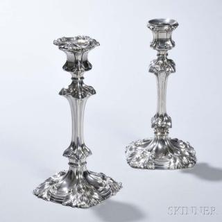 Appraisal: Pair of George IV Sterling Silver Candlesticks Sheffield - Henry