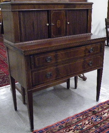 Appraisal: FEDERAL STYLE MAHOGANY TAMBOUR WRITING DESK American mid th century