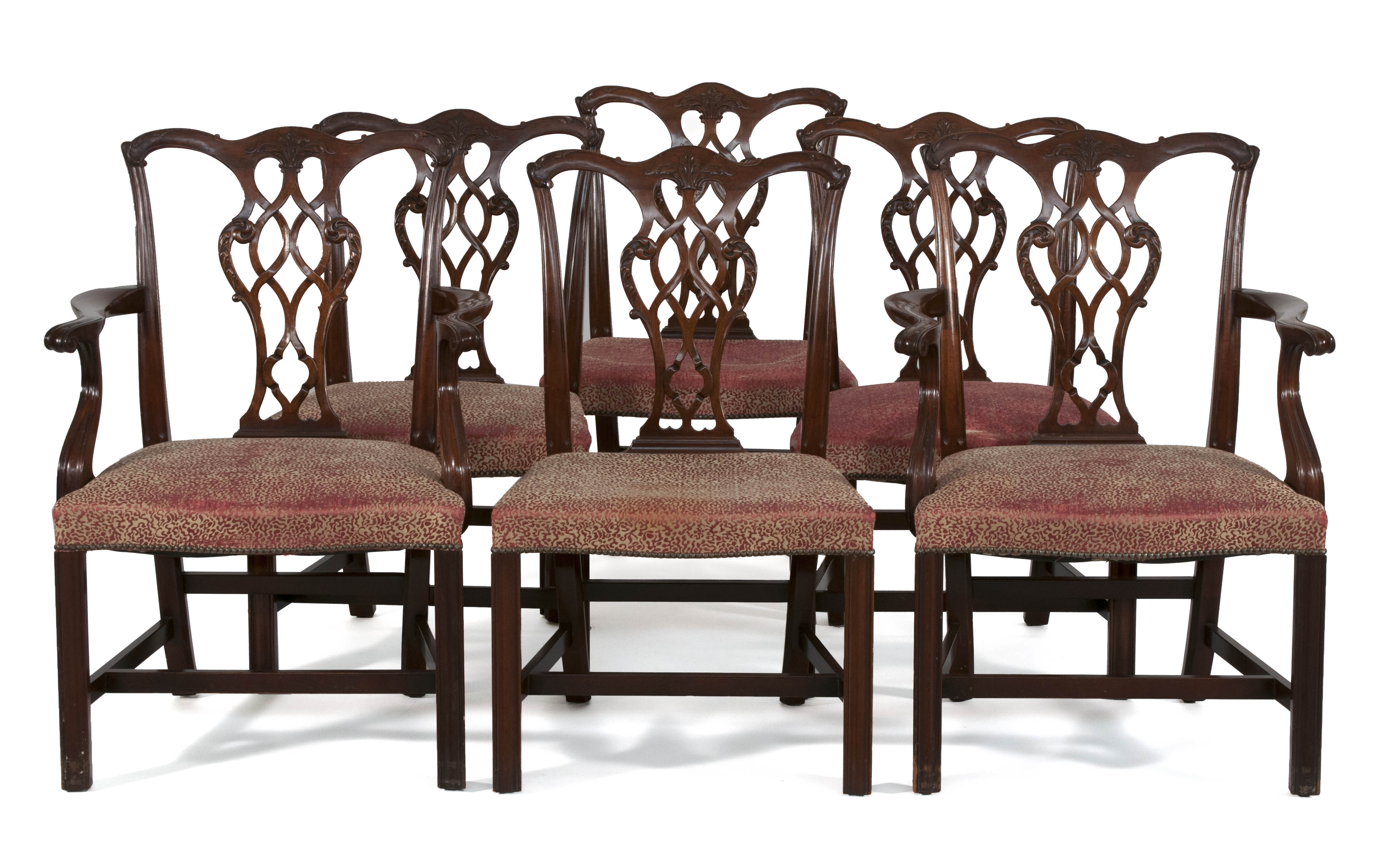 Appraisal: SET OF SIX CHIPPENDALE-STYLE DINING CHAIRS Early th CenturyIn mahogany