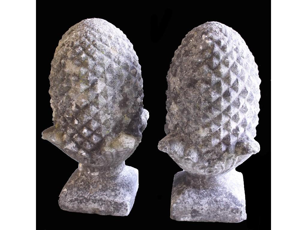 Appraisal: Pair of pineapple garden finials each high