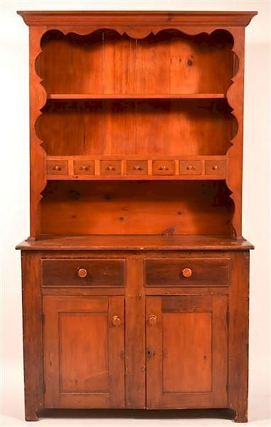 Appraisal: American Softwood Step-back Cupboard American th Century Softwood Step-back Cupboard