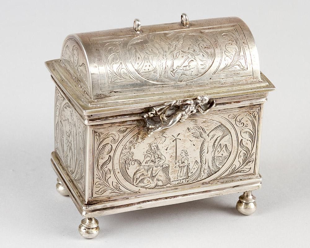 Appraisal: A Dutch silver wedding casket A Dutch silver wedding casket