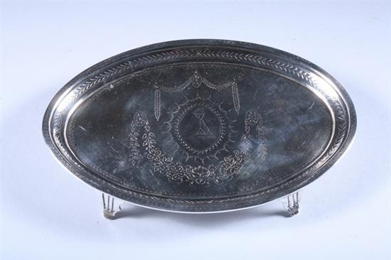 Appraisal: GEORGE III SILVER CARD TRAY BM London Oval raised on