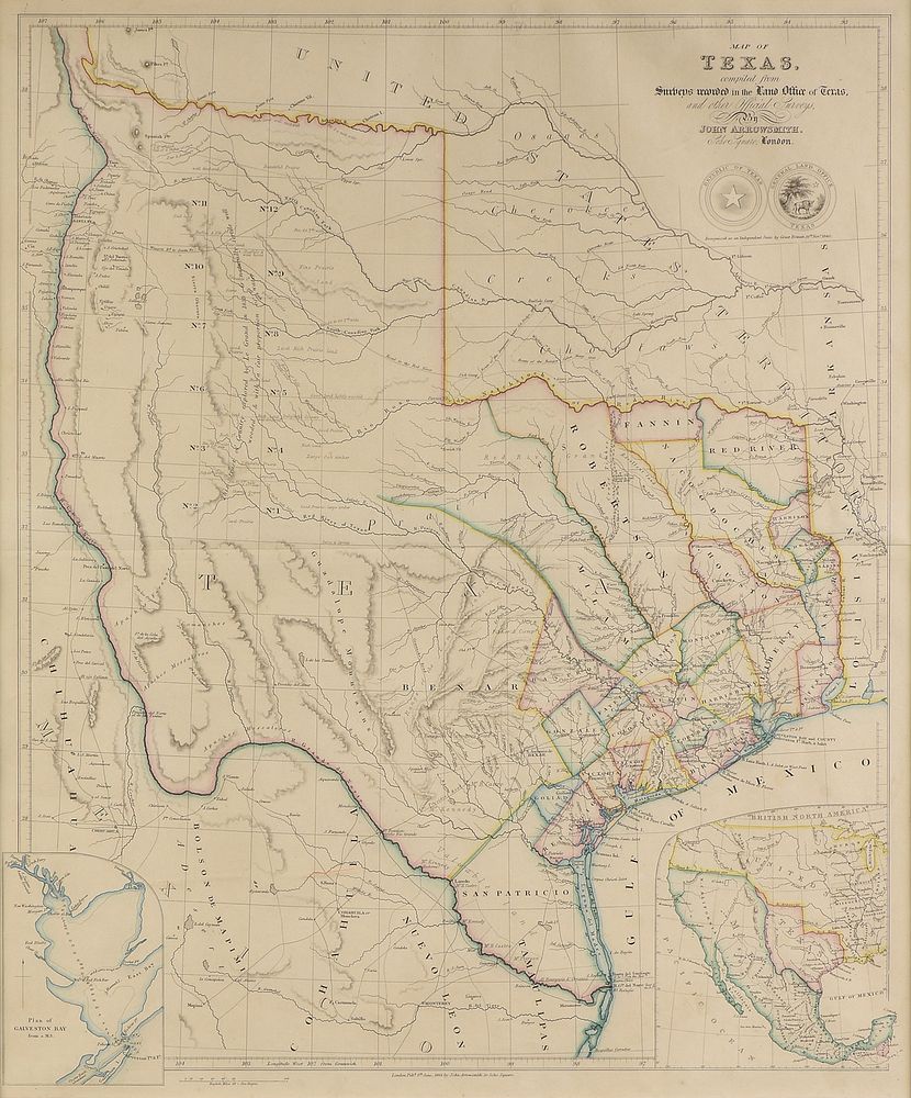 Appraisal: AN ANTIQUE REPUBLIC OF TEXAS MAP Map of Texas JOHN