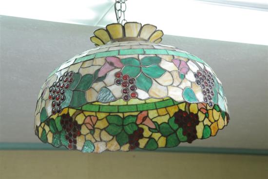 Appraisal: LEADED GLASS LAMP SHADE Large hanging leaded glass shade with