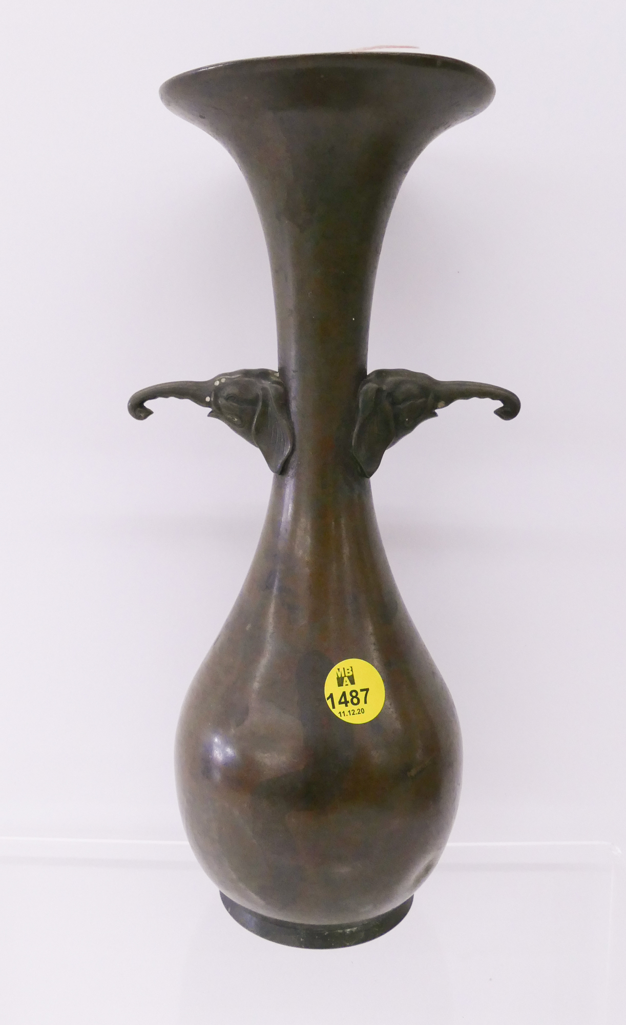 Appraisal: Meiji Japanese Bronze Elephant Handled Vase- ''