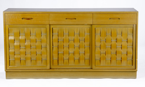 Appraisal: EDWARD WORMLEY DUNBAR Walnut and brass sideboard no the interior