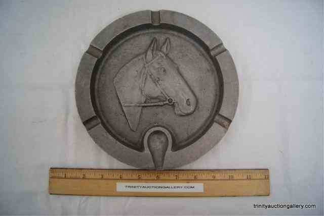 Appraisal: Large Aluminum Horse Head Ashtray AdvertisementThis is for a vintage