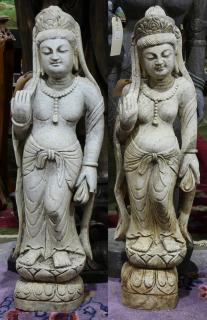 Appraisal: Two Chinese Stone Deities lot of Chinese stone figures of