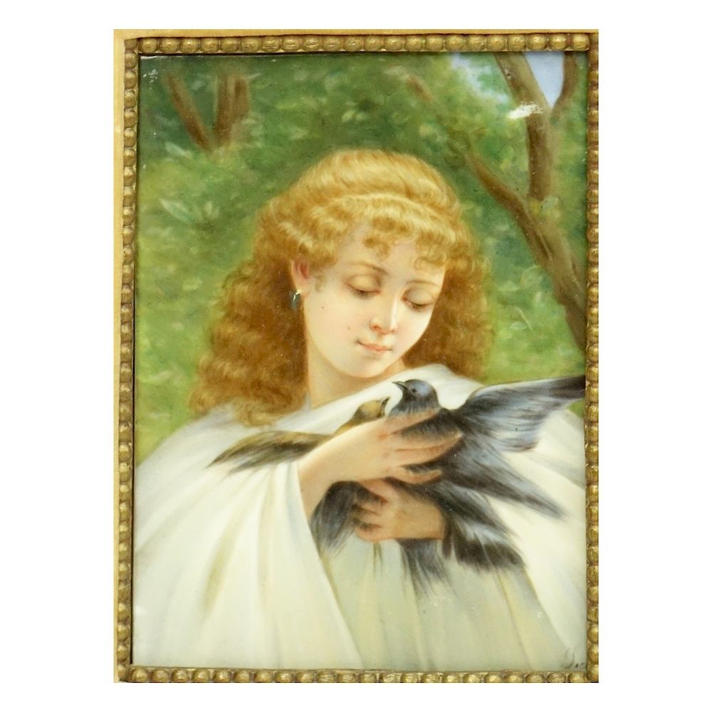 Appraisal: Antique Hand Painted Porcelain Plaque Antique Hand Painted Porcelain Plaque