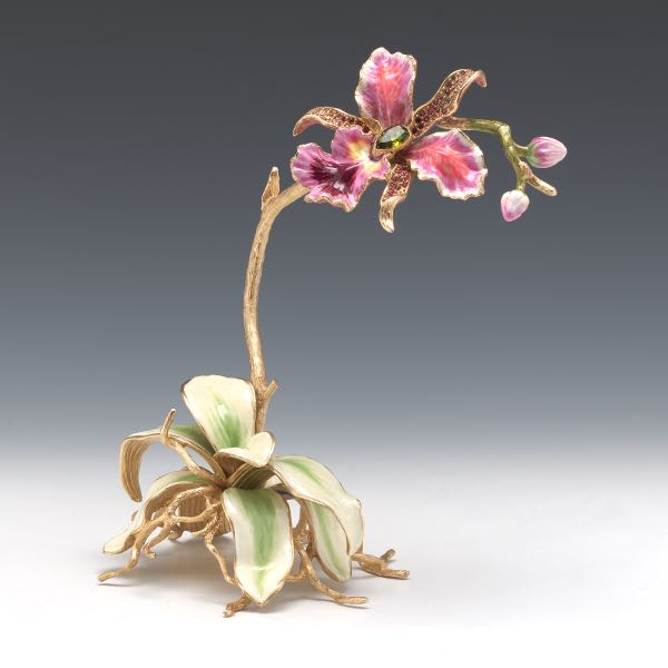 Appraisal: JAY STRONGWATER BEJEWELLED AND ENAMELLED ORCHID RETAILED BY LOUIS ANTHONY