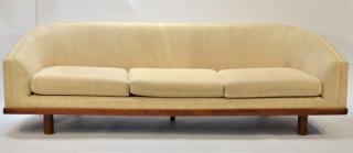 Appraisal: C European MCM Curved Back Wood Frame Sofa EUROPE CIRCA